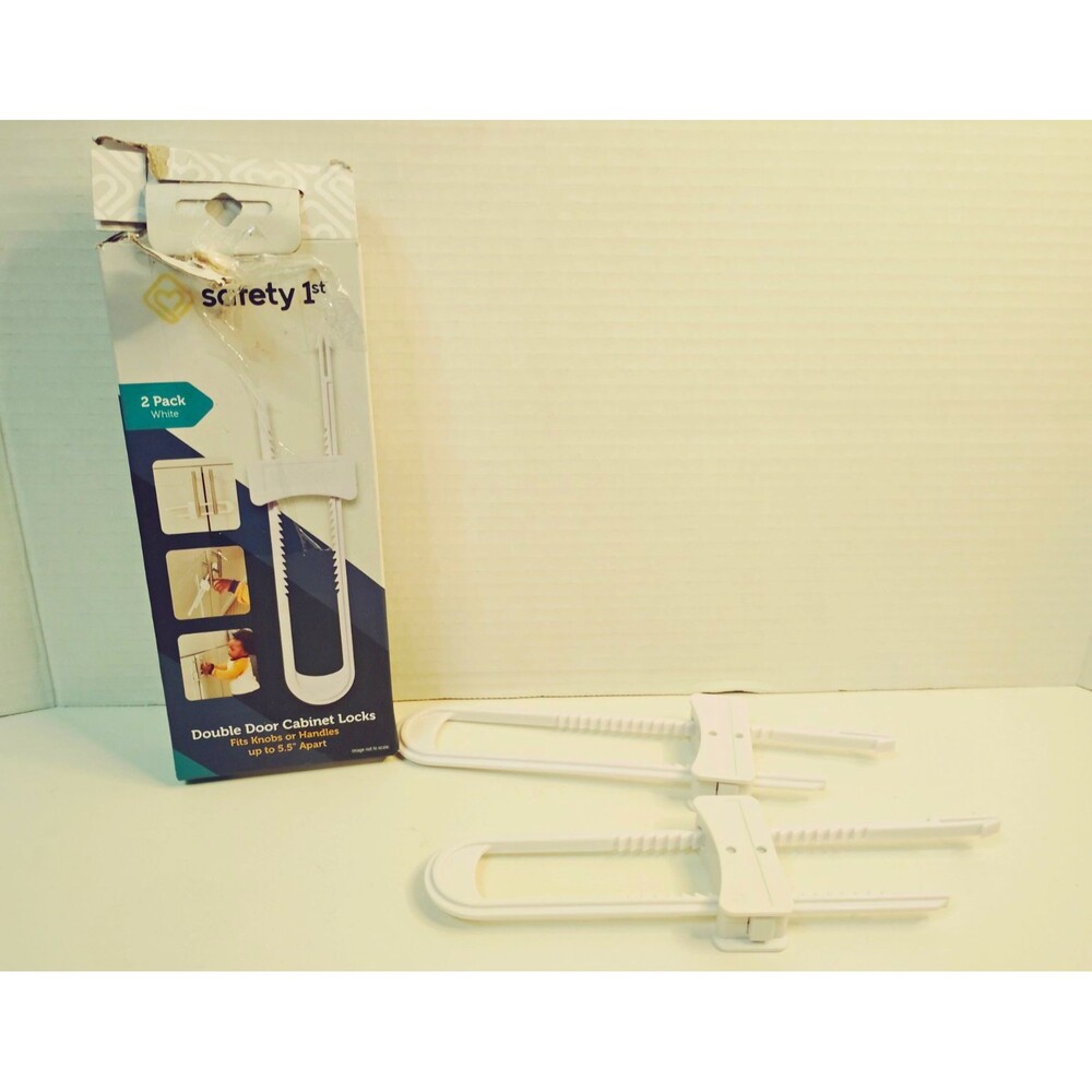 Safety 1st Double Door Cabinet Locks, White, 2-Pack Child Safety Locks Open Box